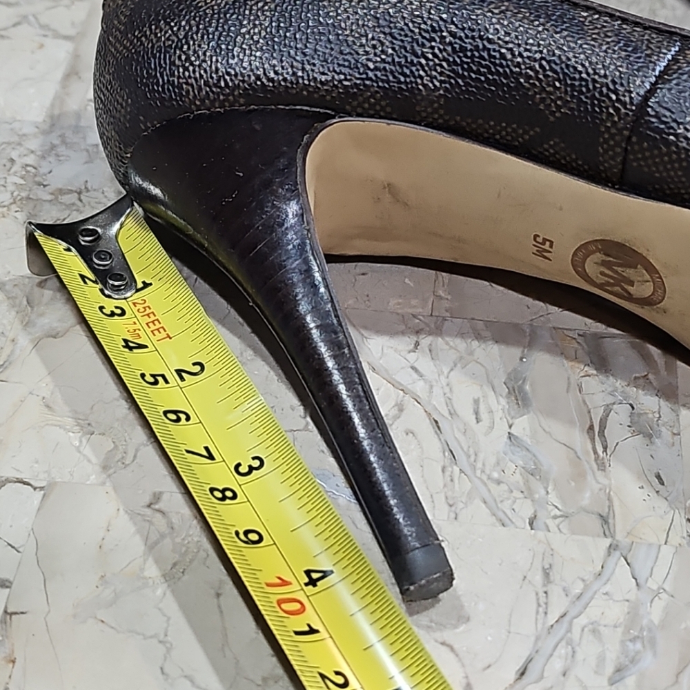 Michael Kors Hamilton MK Padlock Pumps Black Brown Platform Size 5 - Picture 10 of 12